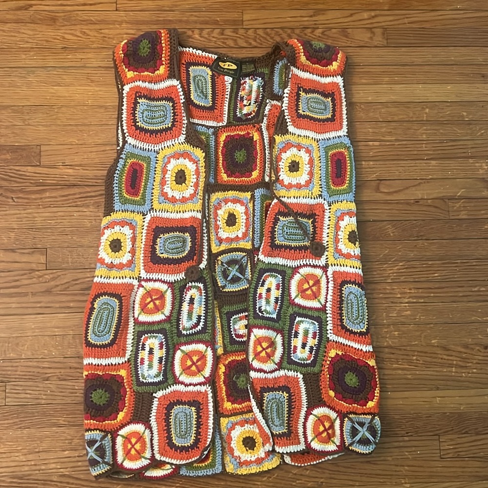 Vintage Free People crocheted vest. Size large